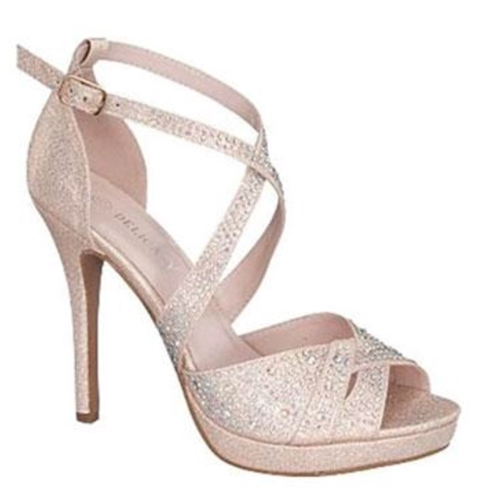 NEW WOMEN FANTASTIC 90 RHINESTONE HEEL CHAMPAGNE